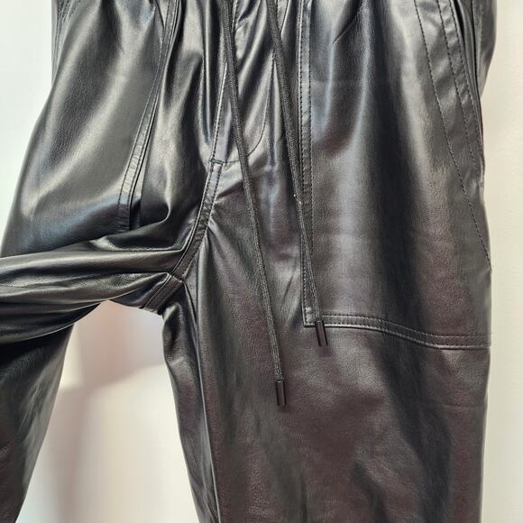 BlankNYC Faux Leather Jogger Pants Size 25" Black Pull On Elastic Waist Biker - Picture 5 of 9